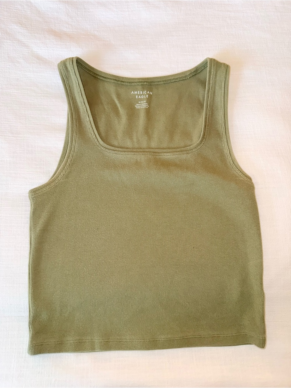 American Eagle Outfitters Olive Green Square Neck Rib Tank Top
